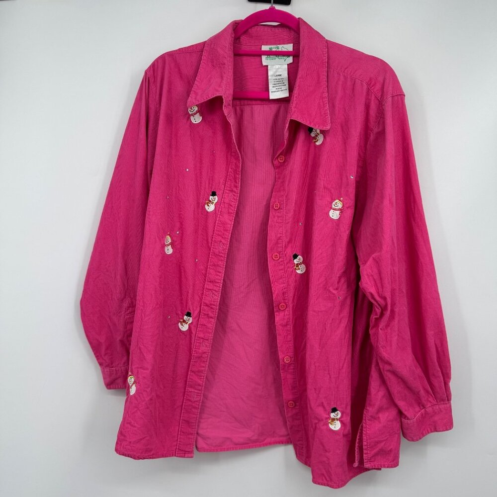 Quacker  Factory Vintage button down holiday corduroy woman’s size large